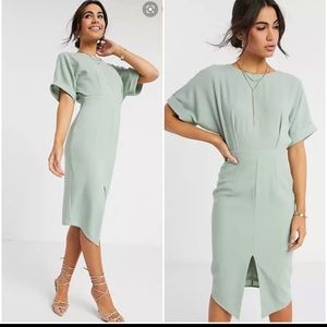 NWT ASOS Wiggle Midi Dress in Sage Green